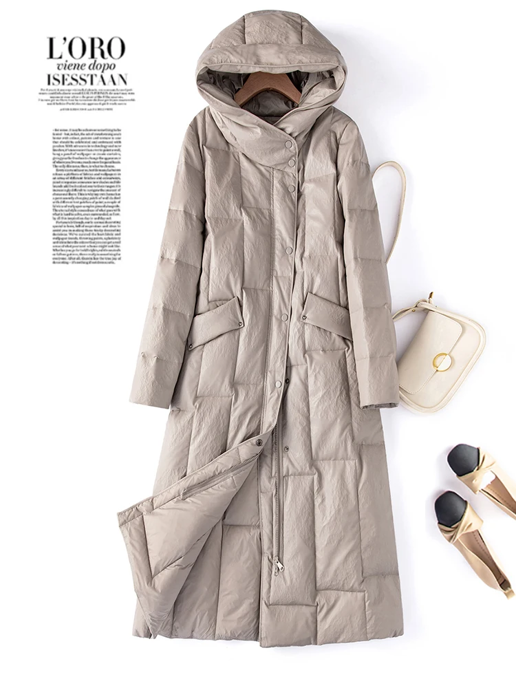  Ning Genuine Leather down Jaet Women's Mid-Length Thiened White Du down Winter Outerwear eepskin Coat