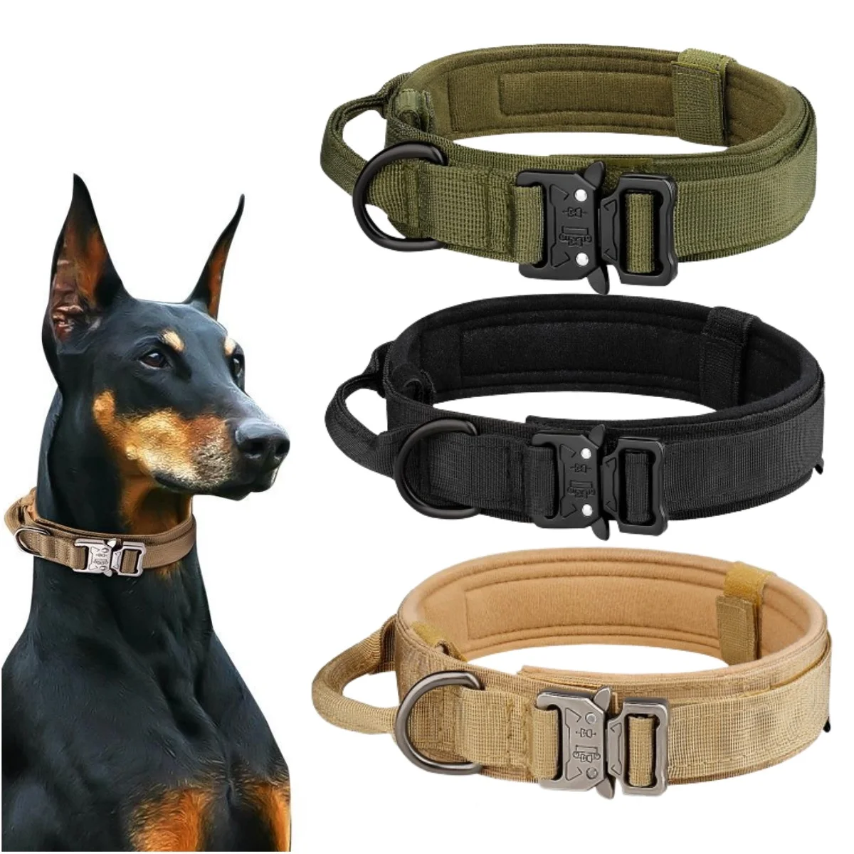 

Dog Collar Durable Tactical Leash Set Adjustable Military Pet Collar Leash Medium Large Dog German Shepherd Training Accessories