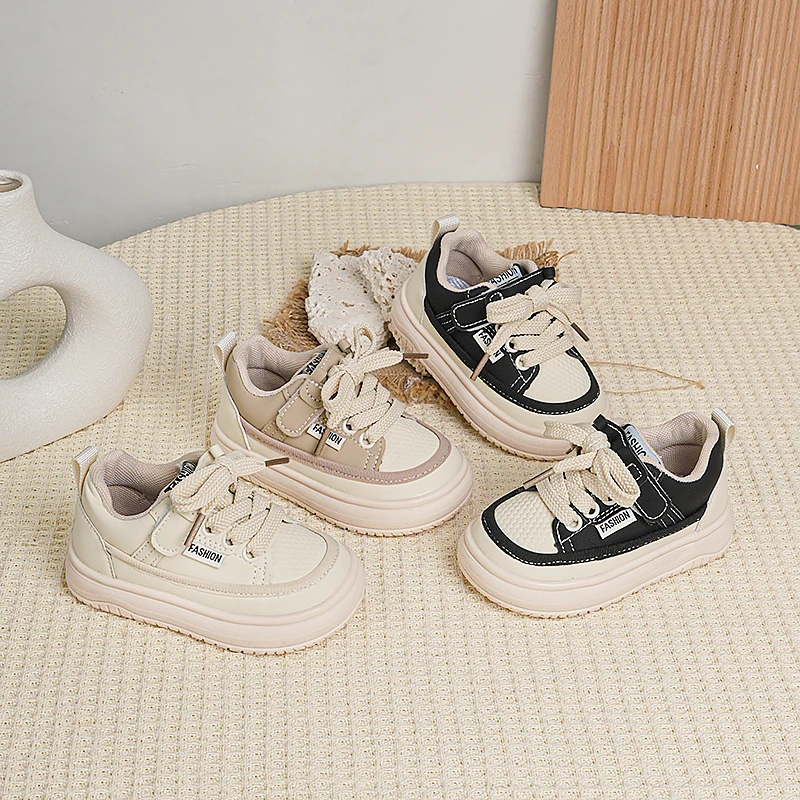 Kids Casual Shoes Thick Soft Sole Children Sports Shoes Hook&loop Versatile 2026 Brand New Boys Girls Skate Shoes Non-slip