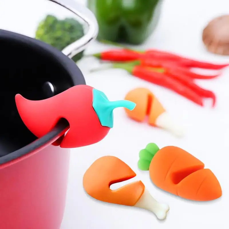 

Silicone Carrot Design Spill-proof Pot Lid Rack Creative Overflow Stoppers Pot Cover Lifter Kitchen Accessories