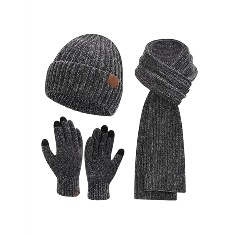 

GYTB-Adult Winter Women's And Men's Universal Knitted Hat, Scarf, And Gloves 3-Piece Set