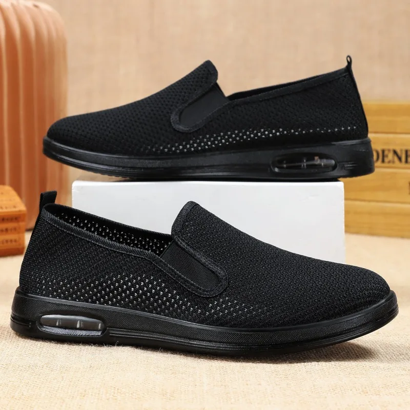 Summer Hollow Out Mesh Slip on Walking Shoes for Man Air Cushion Breathable Light Non Slip Comfort Man Shoes Men's Sneakers