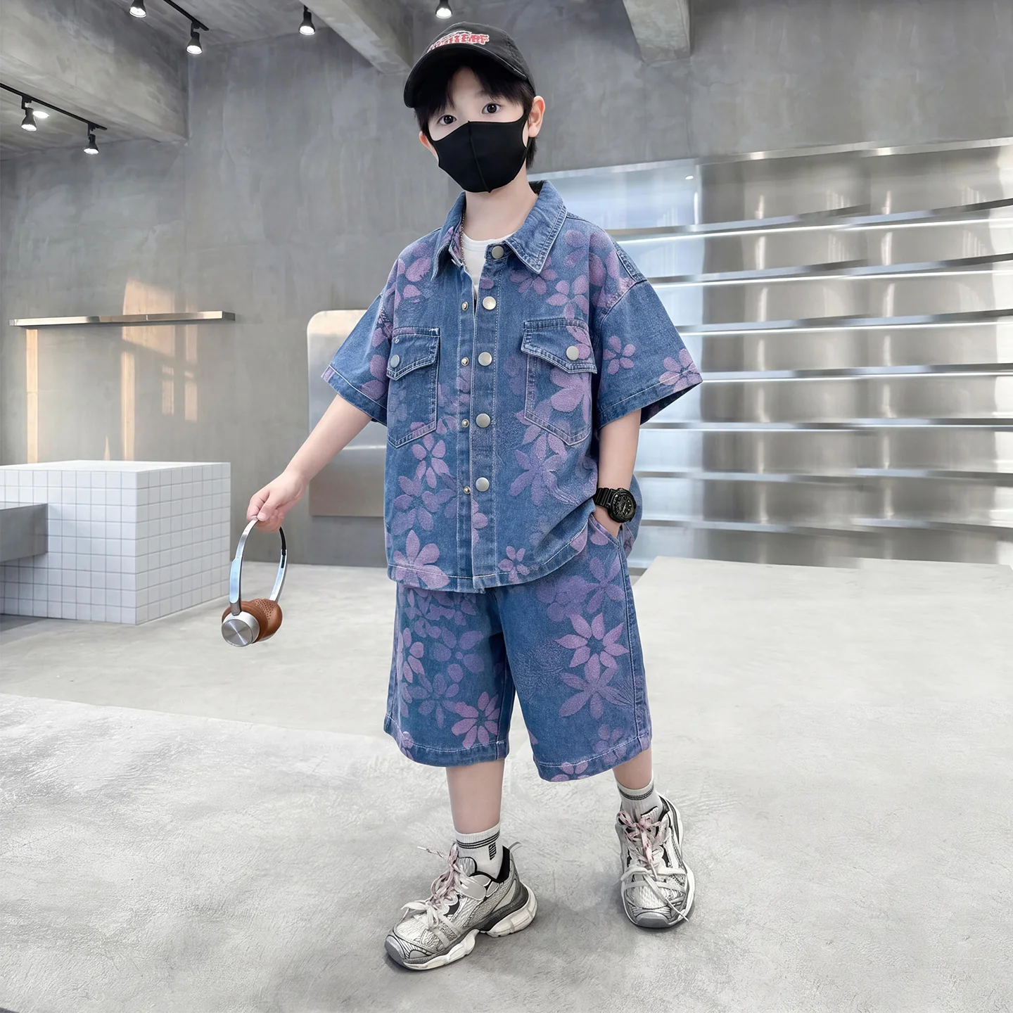 New Fashion Children Summer Denim Set with Shorts for Boy Kids Casual Clothing Suit For Age 2 3 4 5 6 7 8 9 10 11 12 13 14 Years