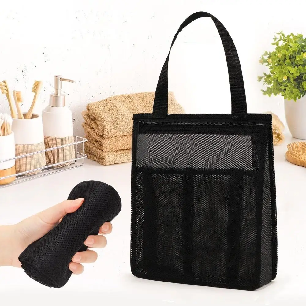 

Quick-Drying Mesh Shower Storage 4 Pockets Large Capacity Beach Tote Bag Clear Fashion Bath Basket Fitness