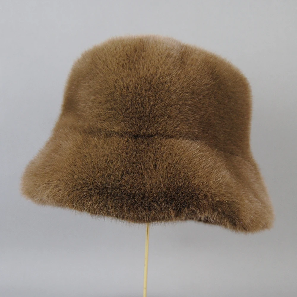 False Mink Fur Berets Elegant Women\'s Winter Caps New Design Fashion Artificial Fur Hats Knitted Warm False Mink Fur Beanies Hat