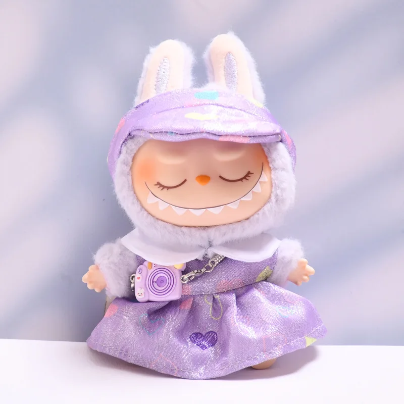 17CM V1/V2/V3 Labubu Doll Clothes Cute Outdoor Casual Wear Accessories Soft Doll Outfits Replacement Costume Kid's Gifts