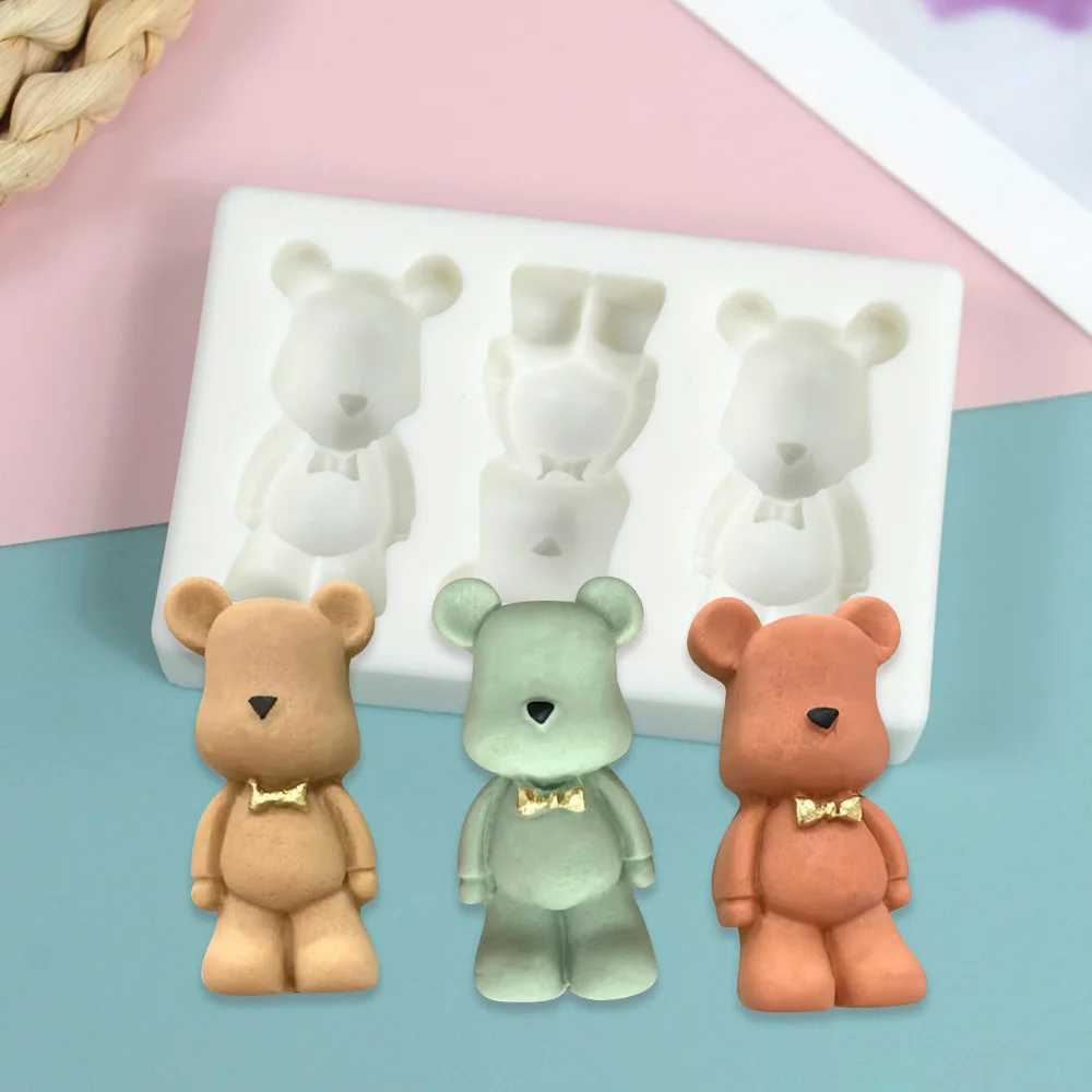 Cute 3D Baby Bear Design Silicone Mold Chocolate Candy Fondant Mold Handmade Soap Candle Plaster Resin Making Tool Bakeware