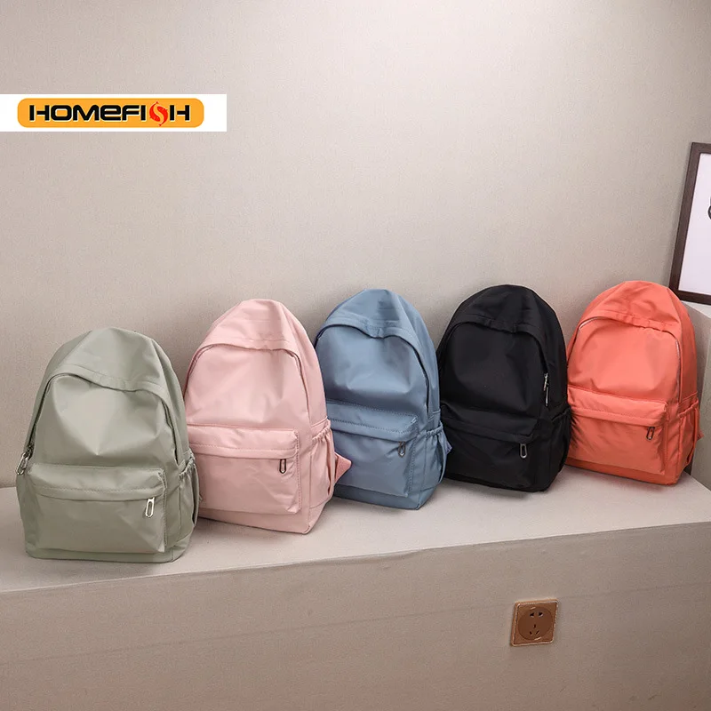 HOMEFISH Simple Solid Color Lightweight Backpack Multifunctional Casual Daypack for High School Students School Travel Daily Use