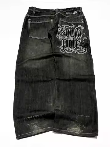 Street Fashion Jeans Men Letter Embroidery American Harajuku New Straight Wide Leg Pants Hip Hop Retro Joker Casual Couple Jeans