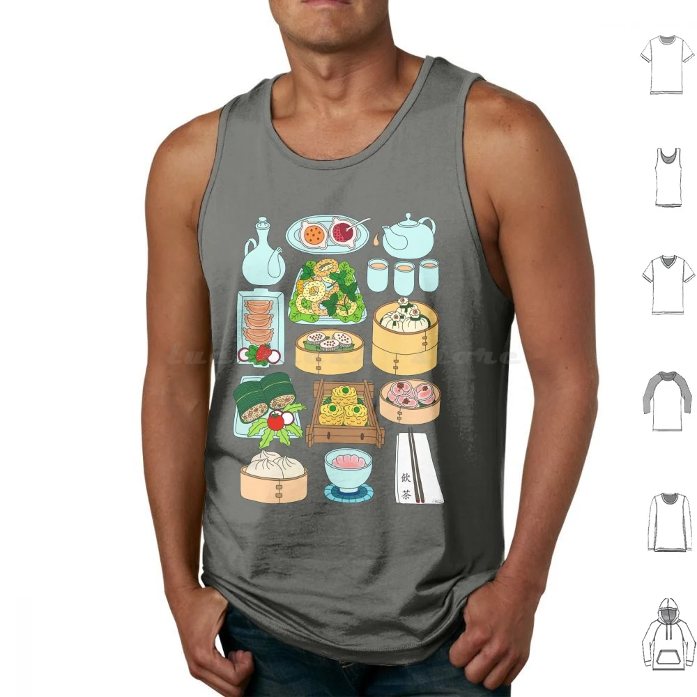 Sunday Dim Sum Lunch Tank Tops Print Cotton Dim Sum Food Food Illustration Graphic Graphic Design Love Cute Pattern