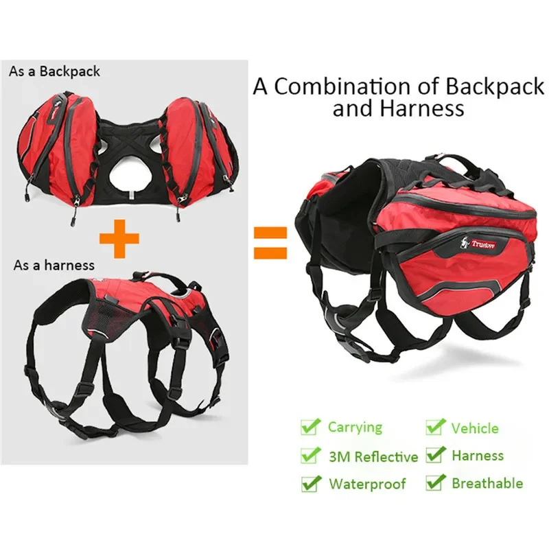 Truelove Pet Backpack Carrier Harness and Bag Space Waterproof Detachable Large Two Used for Outdoor Walking Hiking TLB2051