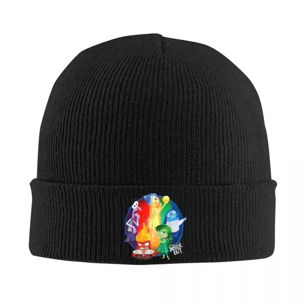 

2026 New Inside Out Colorful Circle Group Shot Knitted Hat Women Men Skullies Beanies Autumn Winter Hat Acrylic Cartoon Movie Wa