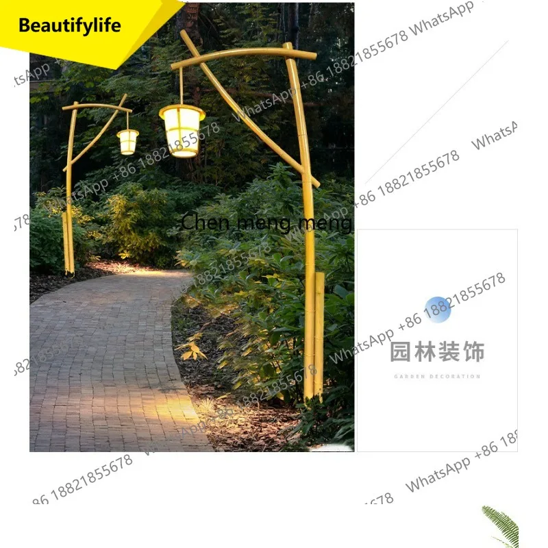 

01A Открытый парк светодиодный высокий столб бамбуковый светильник проживание в семье сообщество моделирование двора креативный бамбуковый пейзажный уличный фонарь