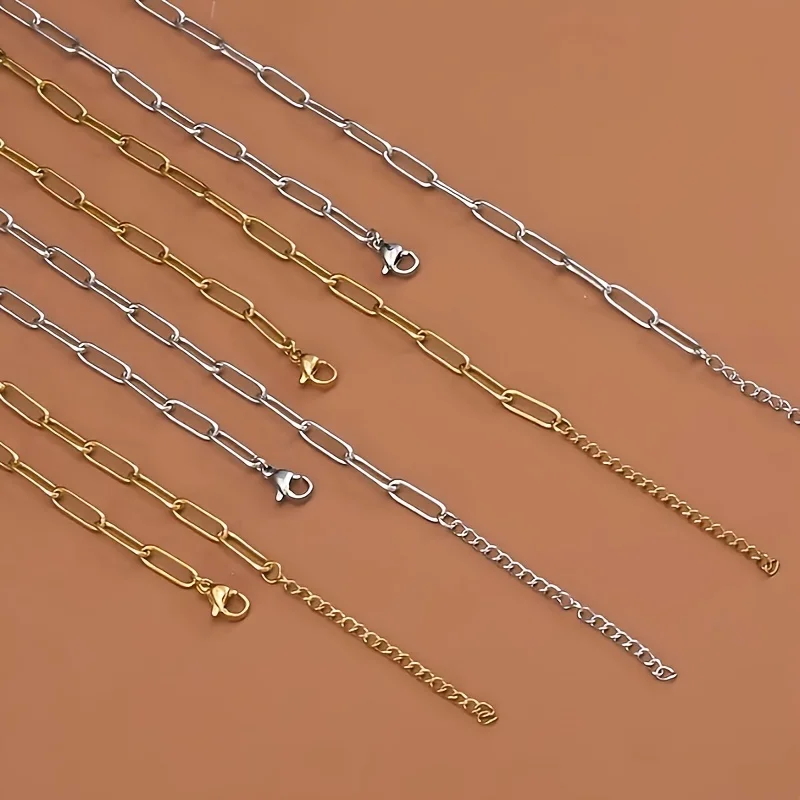

4/6pcs 17.72inch + 1.97inch Stainless Steel Lobster Buckle Extended Chain Necklace, Suitable