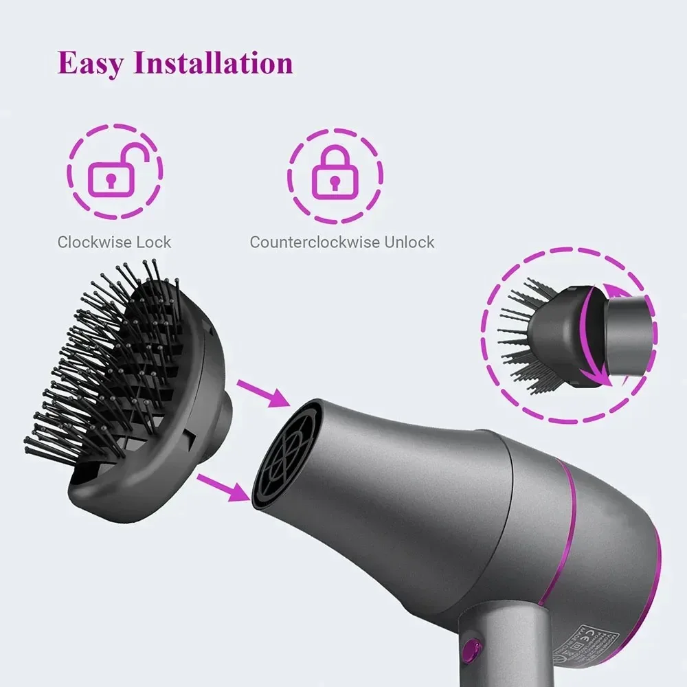 プロの負イオンヘアドライヤー,強力な送風機,一定温度,エアコーム,ノズルギア,1800w