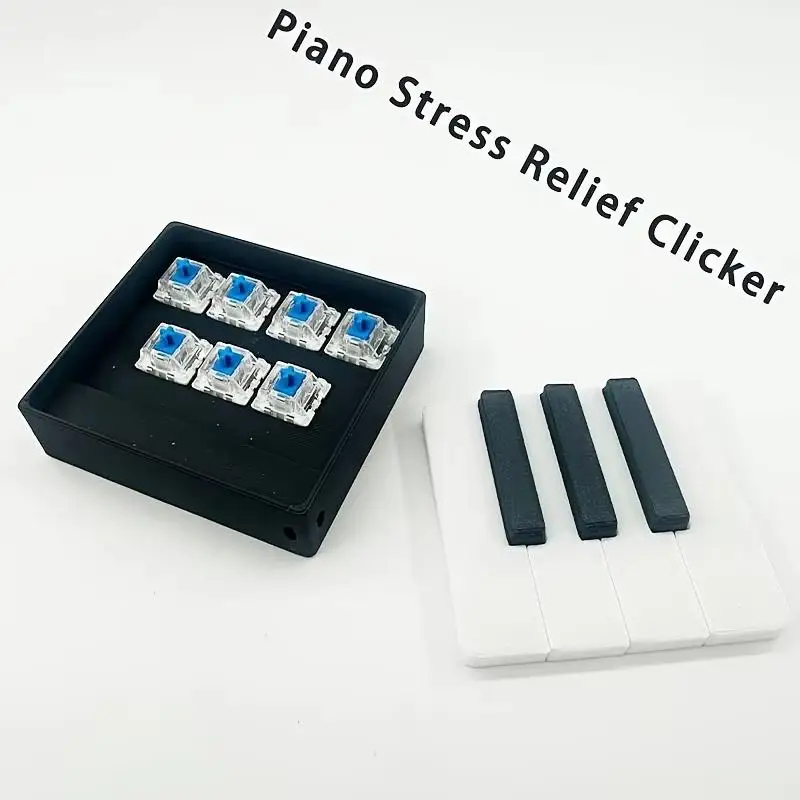 3D Printed Piano Keyboard Clicker Press Type Relax Fidget Figurine Suitable For Office Desk Party Games Musical Key Presser