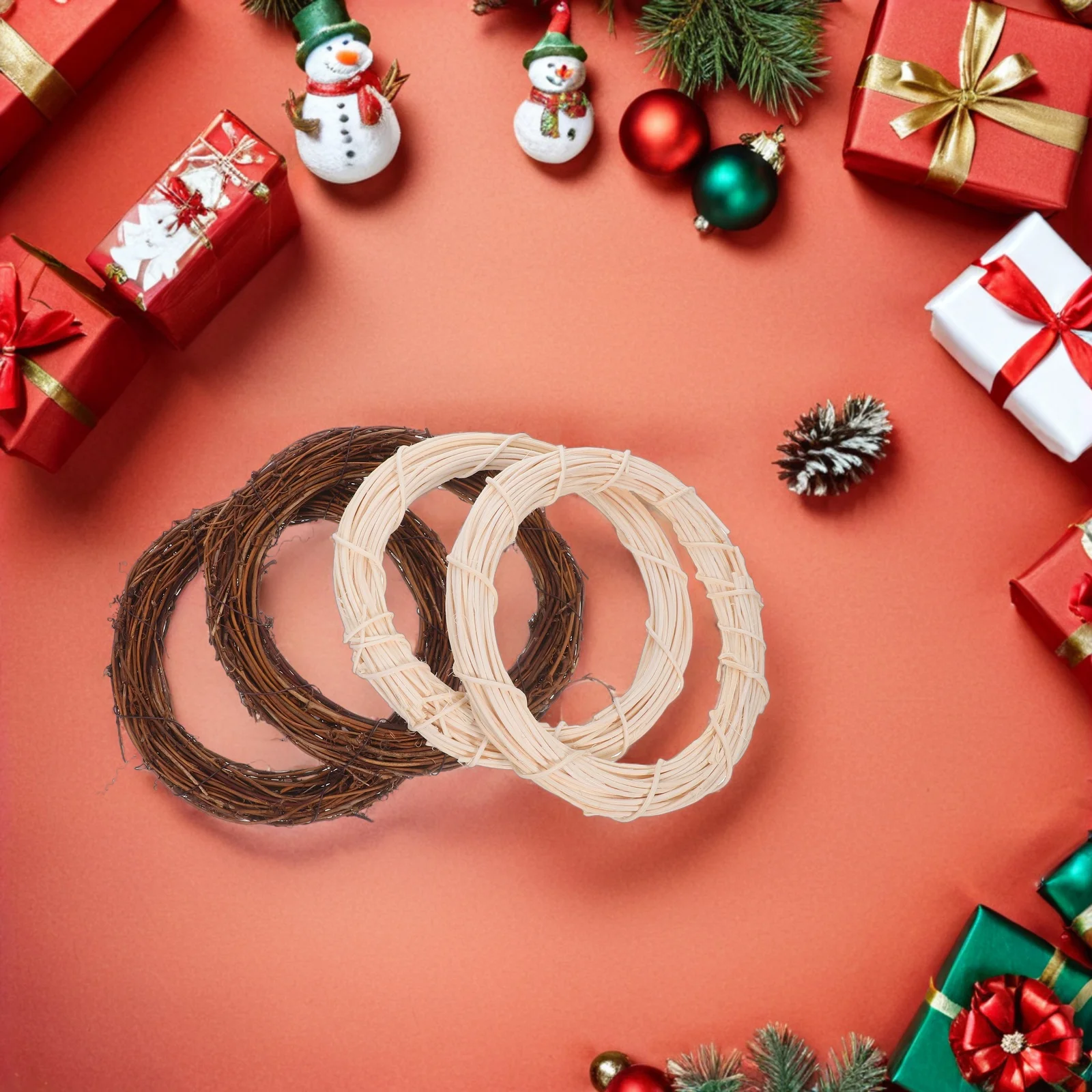 4 قطع من إكليل الزهور العتيق: قاعدة إكليل الروطان الريفي مقاس 7.86 بوصة لحرف العنب اليدوية - حلقة غصين طبيعية لحفلات الزفاف المنزلية #2