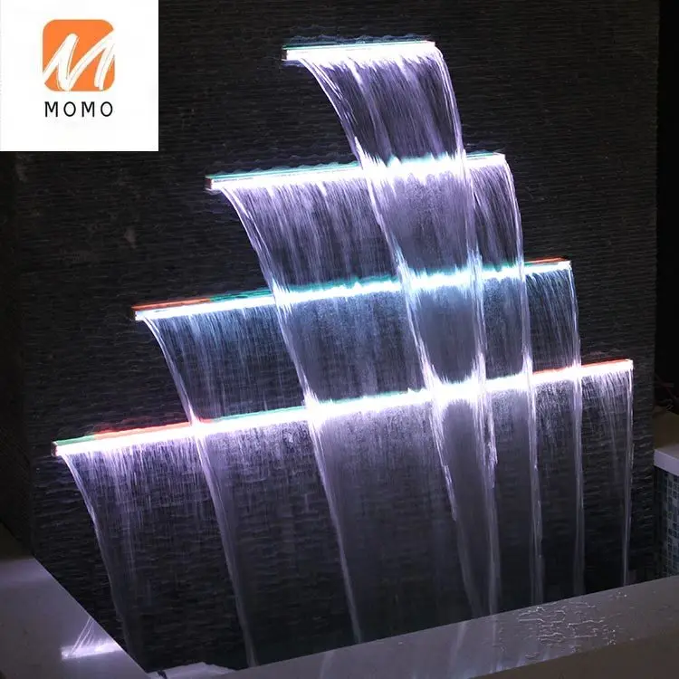 Led Water Descent Outdoor Acrylic Swimming Pool Water Feature Chinese Factory Waterfall