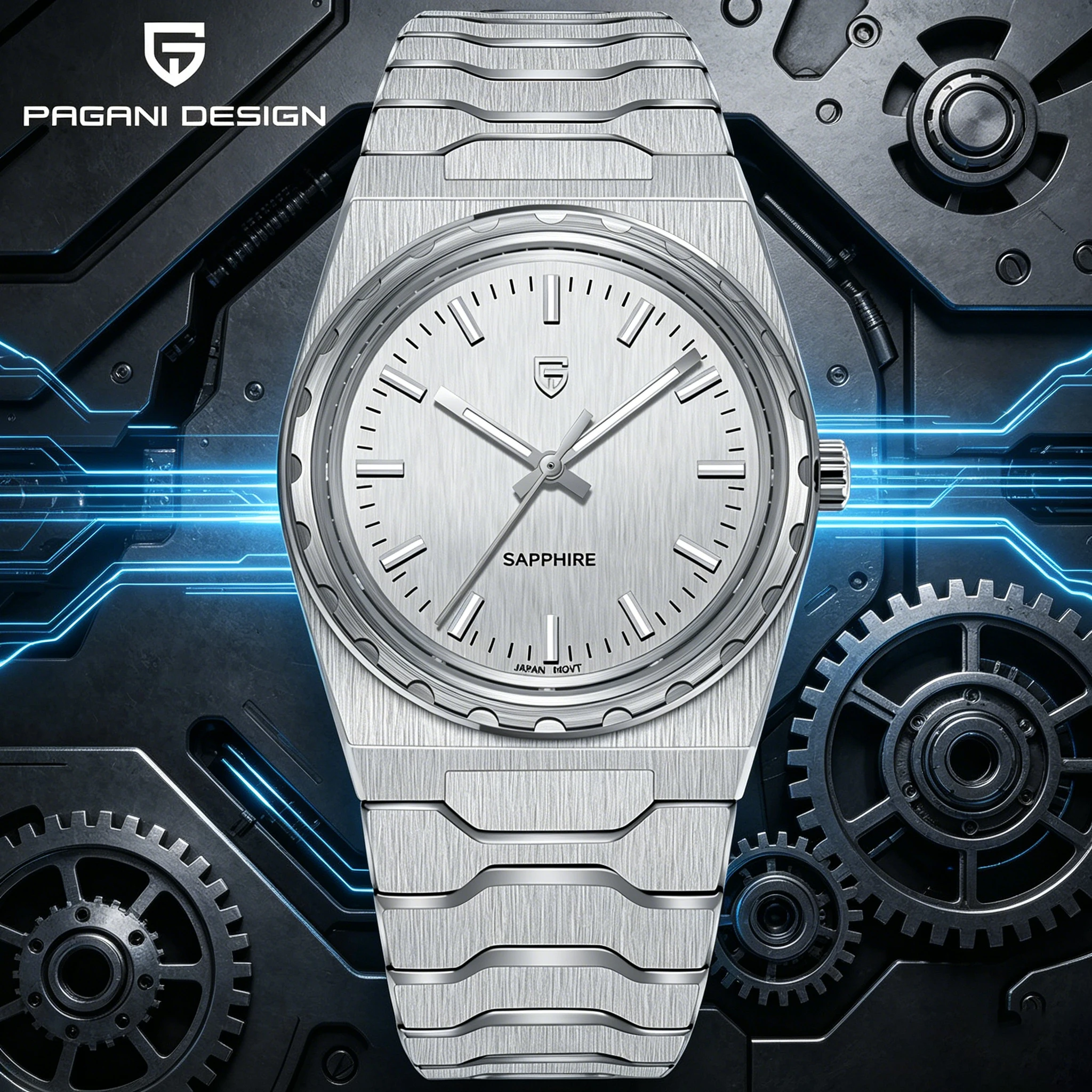PAGANI DESIGN V2 Version 37mm Man Quartz Watch VJ21 Sapphire Stainless Steel Waterproof 10bar Thin 7mm Luminous C3 Reloj Hombre