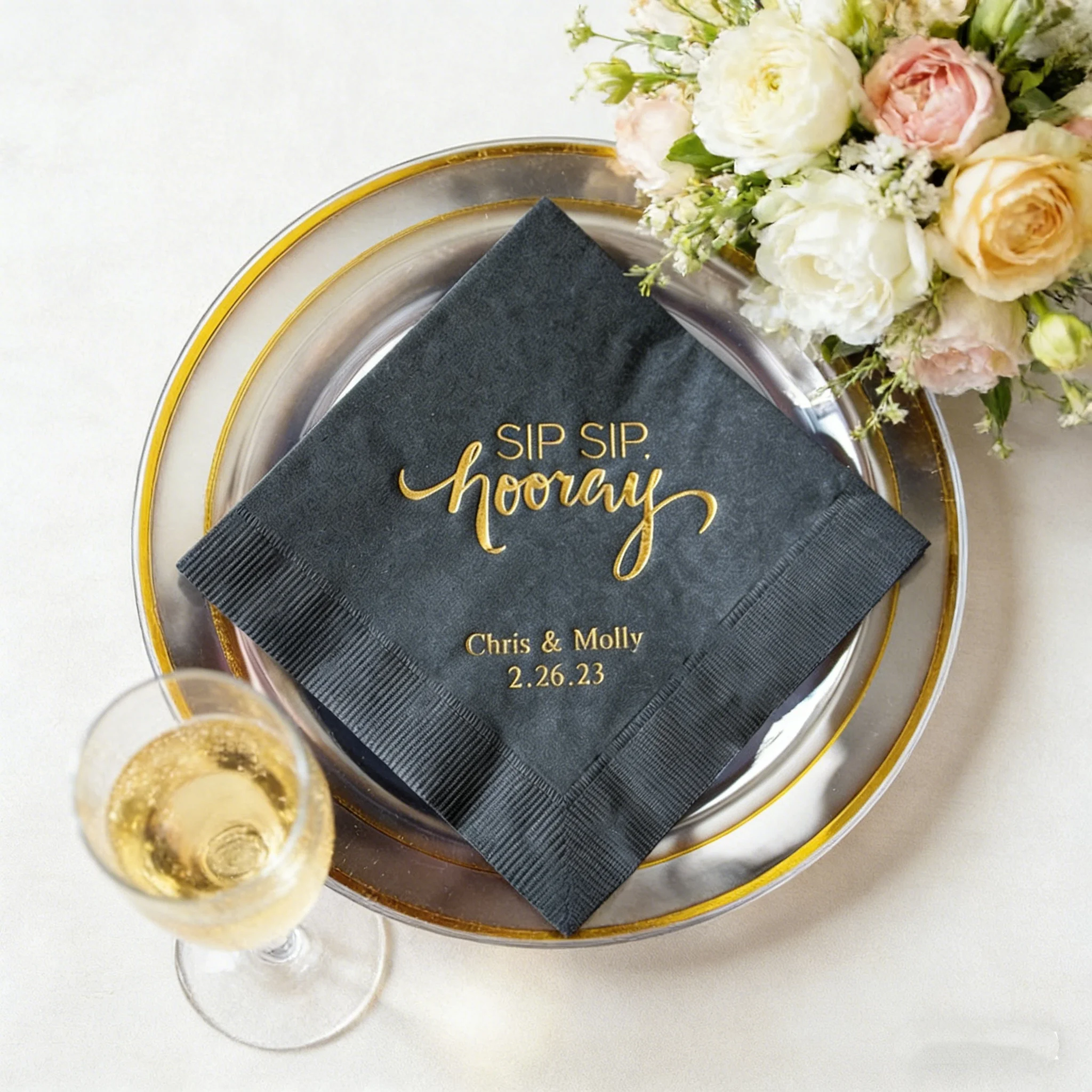 

50 шт. салфеток для вечеринок с принтом Sip Sip Hooray, 50 штук в упаковке, для дней рождения, юбилеев, выходов на пенсию, девичников, коктейльных вечеринок