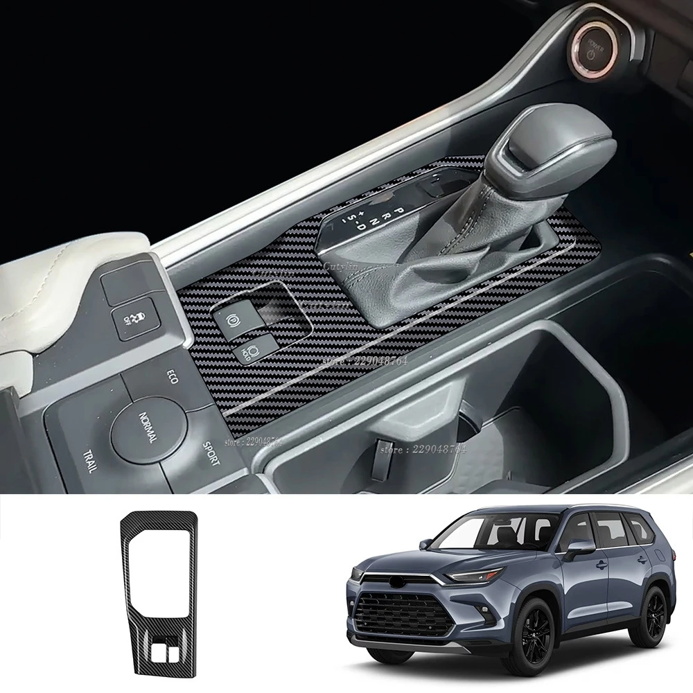 LHD For Toyota Grand Highlander 2024 2025 Carbon Fiber Car Center Console Gear Shift Box Panel Cover Trim Car Accessoriescutylin