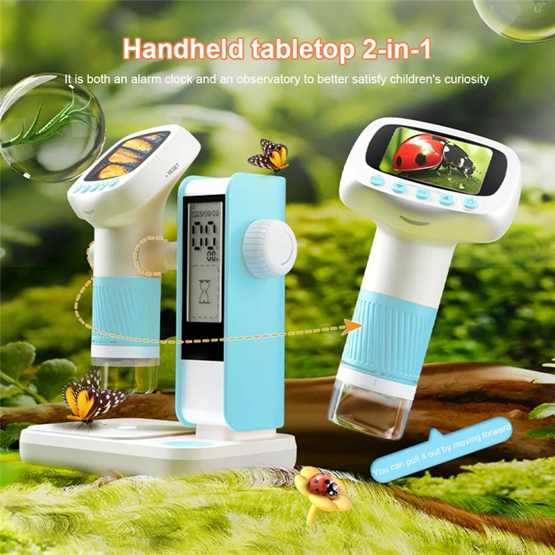 TTKK-For Kids Microscope 2 "IPS شاشة مكبر محمول باليد زجاج 1080P HD للتجارب العلمية