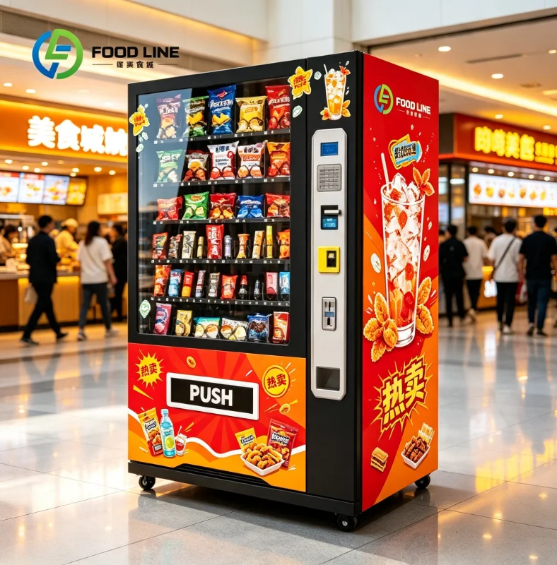 Automatic Combo Food Drink Vending Equipment Customized Touch Screen Self Operation Vending Machine For Public Retail Places