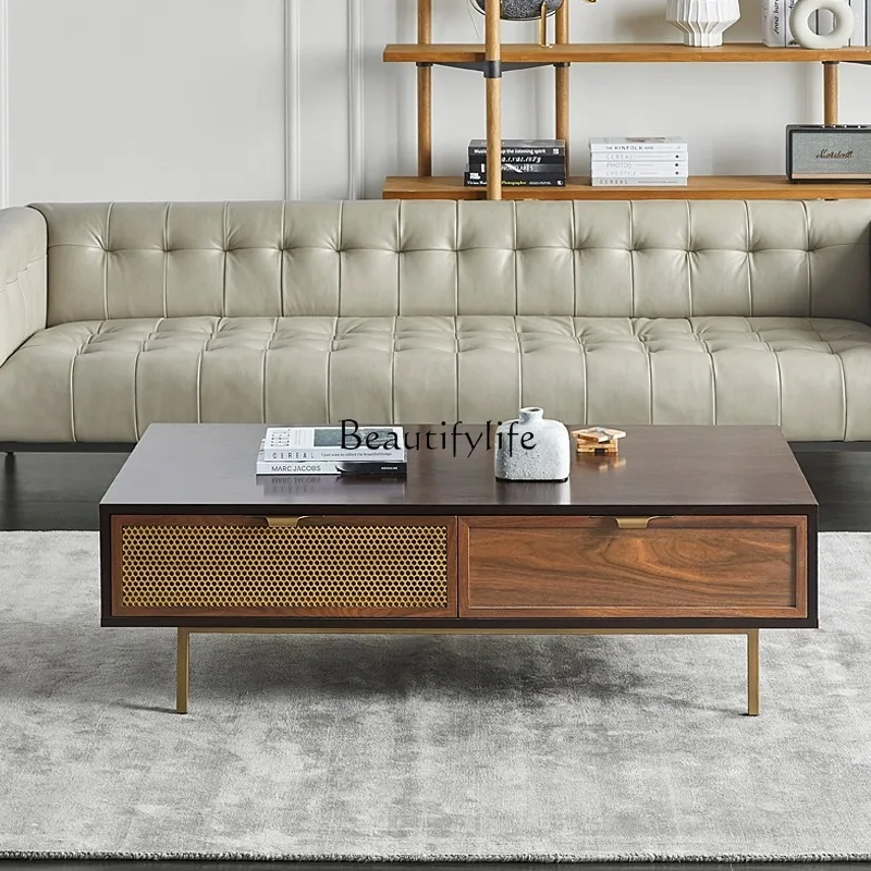 

*Light luxury post-modern coffee table living room small apartment Nordic solid wood tea table