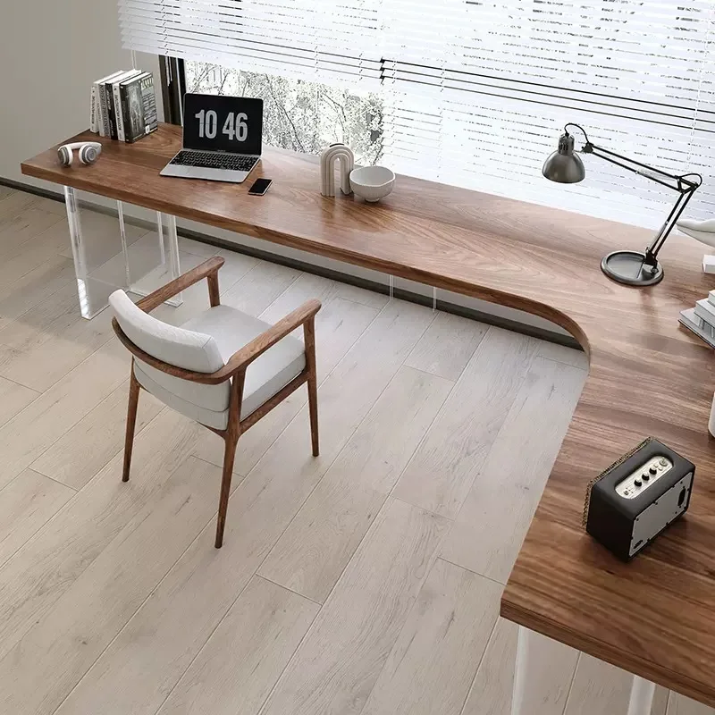 Acrylic suspension corner solid wood integration, study L-shaped double computer desk corner office