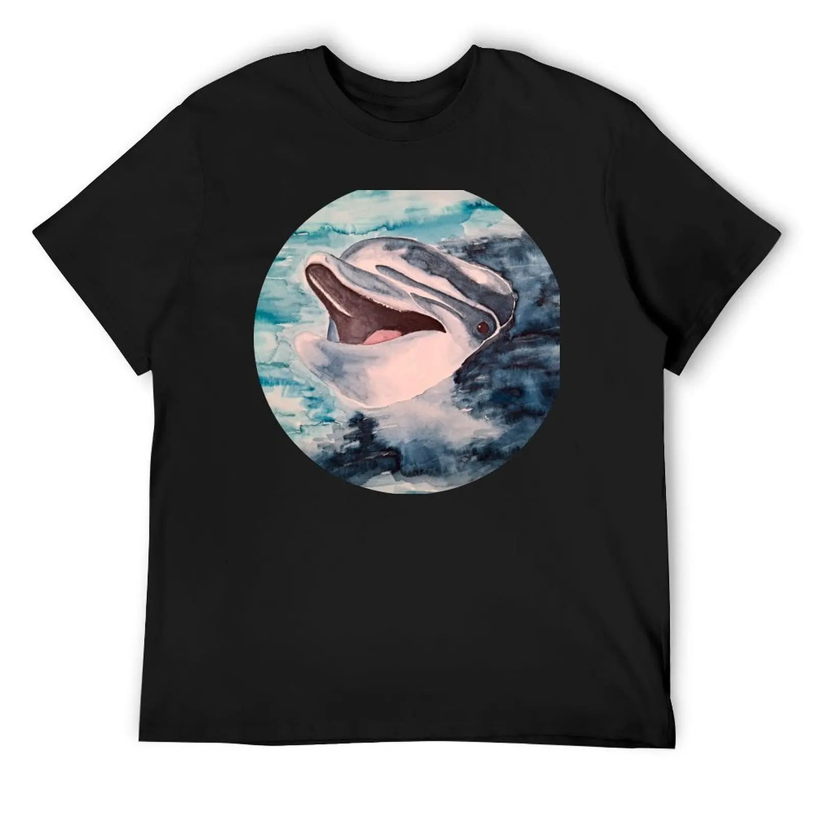 

Happy Dolphin T-Shirt custom shirt korean fashion summer tops cotton man t-shirts T-shirts for men cotton