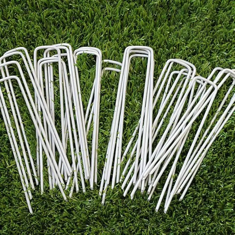 10Pc Metal U-shaped Garden Heavy Fence Fixed Lawn Barrier Ground Nails Guardrail Tube Film Fixing Nails Gardening Tools
