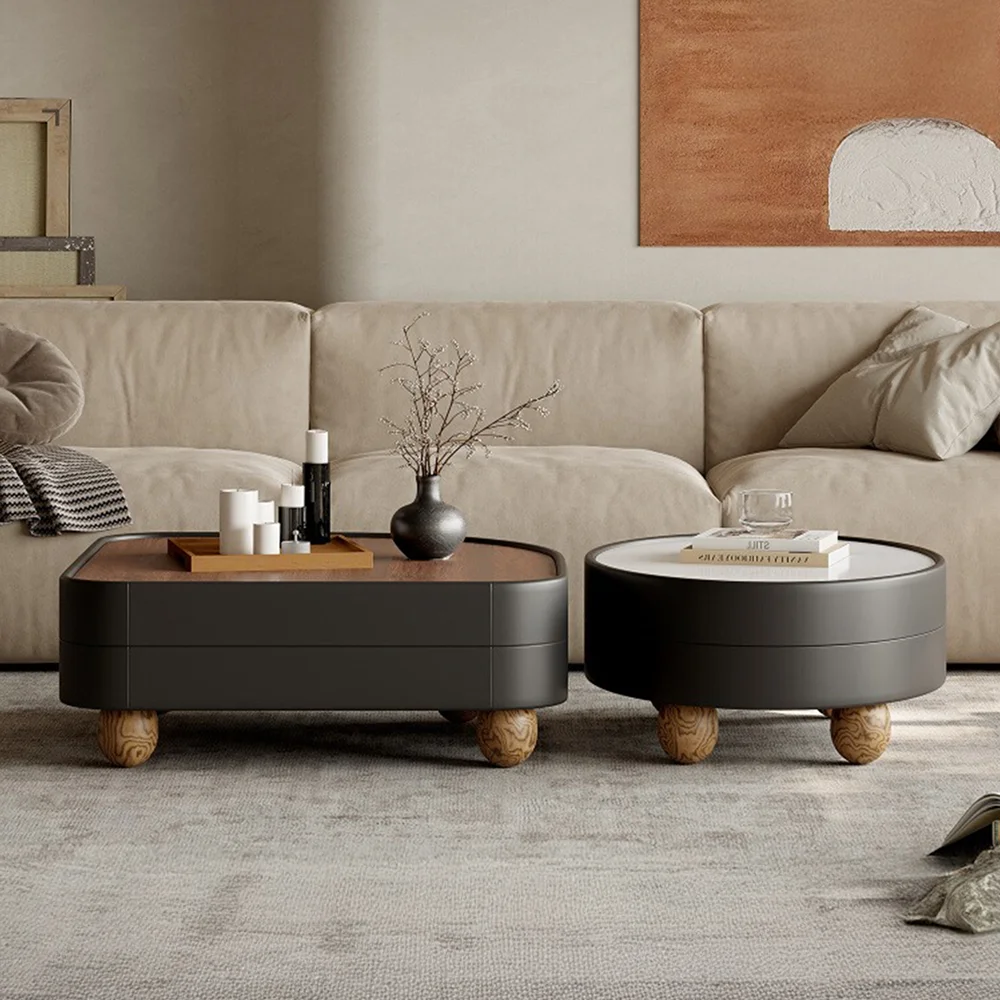 

2025 Designer Light Modern Nordic Style High-End Solid Wood Indoor Living Room Sofa Center Coffee Table Special-Shape Leg