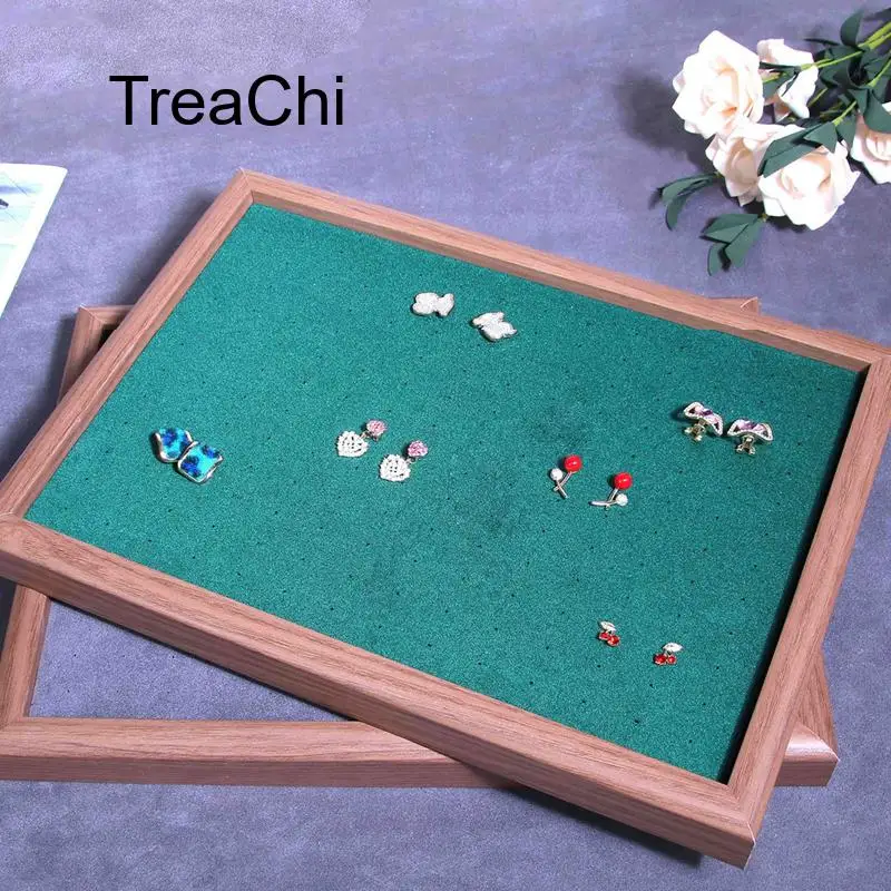Walnut-Colored Earring Storage and Display Tray Ideal for Display in Home and Jewelry Stores with Customizable Arrangements