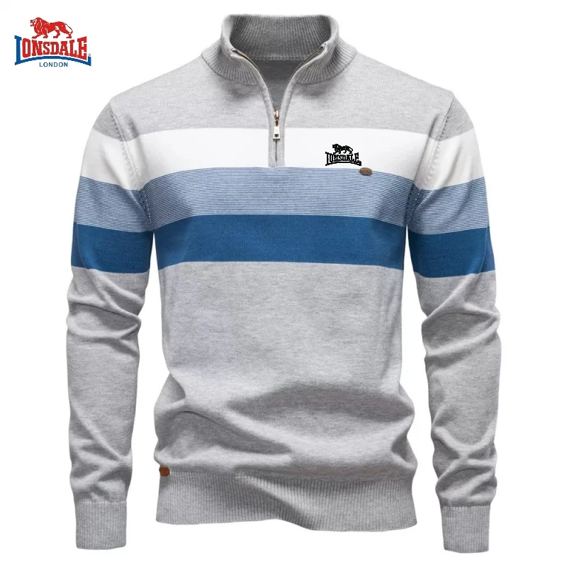 LONSDALE Autumn/Winter Men's High Quality Knitted Striped Sweater Polo Shirt New Trendy Fashion Casual Versatile Top