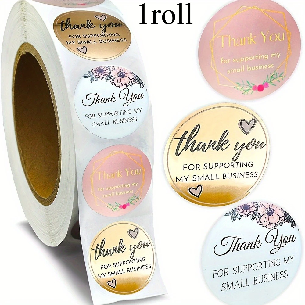 500pcs/1roll Thank You For Supporting My Small Business Stickers,Highly Recommended For Small Business Owners And Online Sellers
