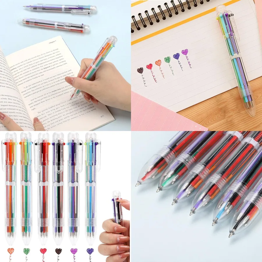 

Ohlove 25Pcs 6-in-1 Retractable Ballpoint Pens for Office School Supplies Students 0.5mm - Multi-functional Writing Tools with