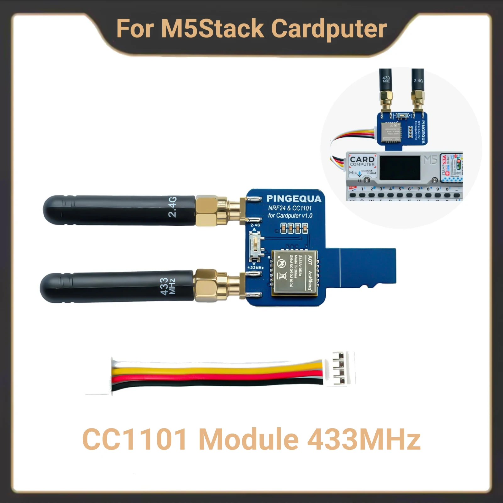 

433MHz CC1101 RF Devboard for M5Stack Cardputer, Plug-and-Play Grove Port, Supports Bruce Firmware