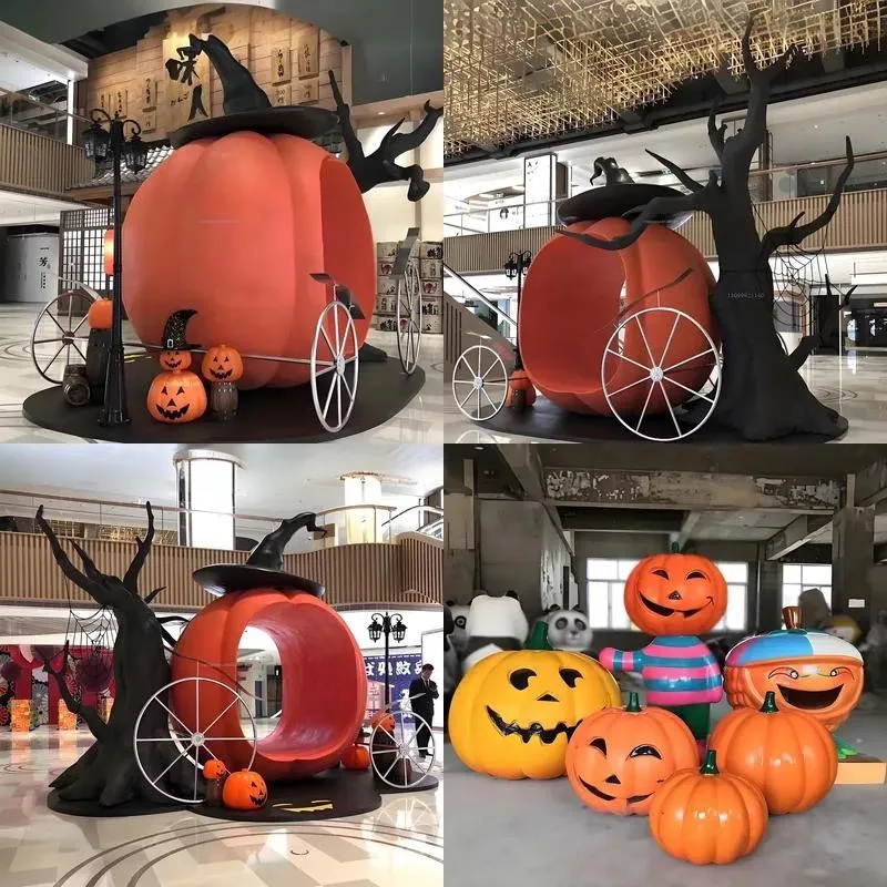 Large Outdoor Fiberglass Halloween Pumpkin Sculpture Easter Funny Creative Model Props