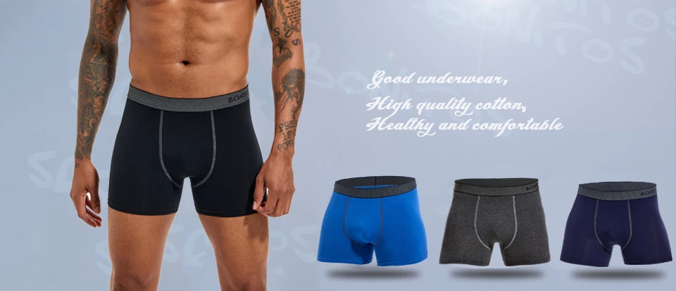 3er-Pack Herren-Unterhosen BONITOS mit elastischem Bund, Boxershorts, klassische Marken-Unterwäsche für Männer, Baumwoll-Boxershorts – Detail 1