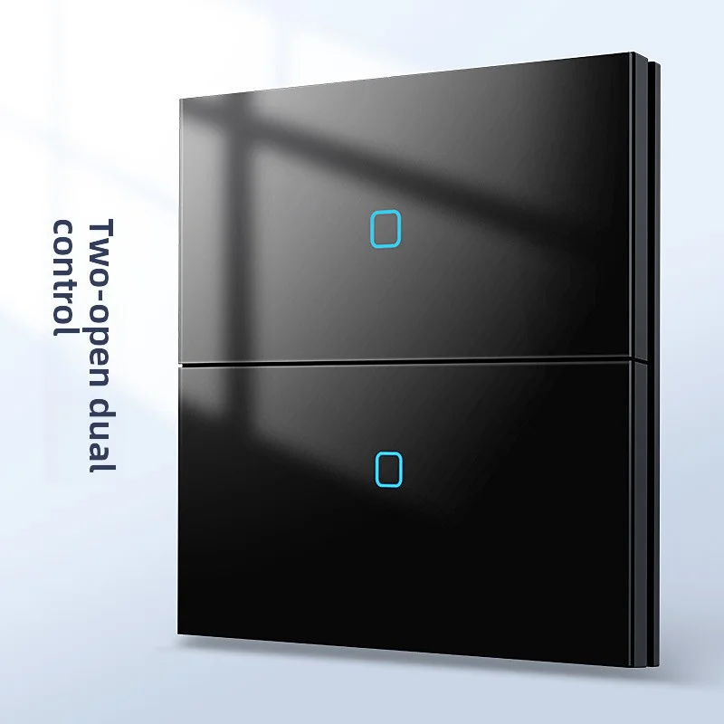 86 Type Black Concealed Tempered Glass Switch Panel For Household Use Single Open Dual Control Wall Switch Led Night Light