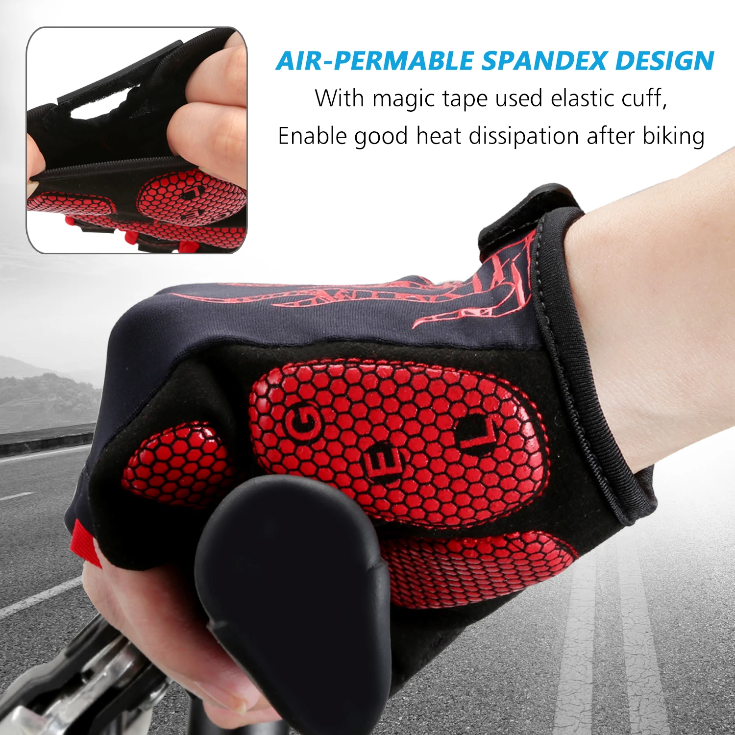 Mens Cycling Gloves,Half Finger Biking Gloves Road Bicycle Gloves Gel Pad Shock-Absorbing Anti-Slip Breathable MTB Gloves Women