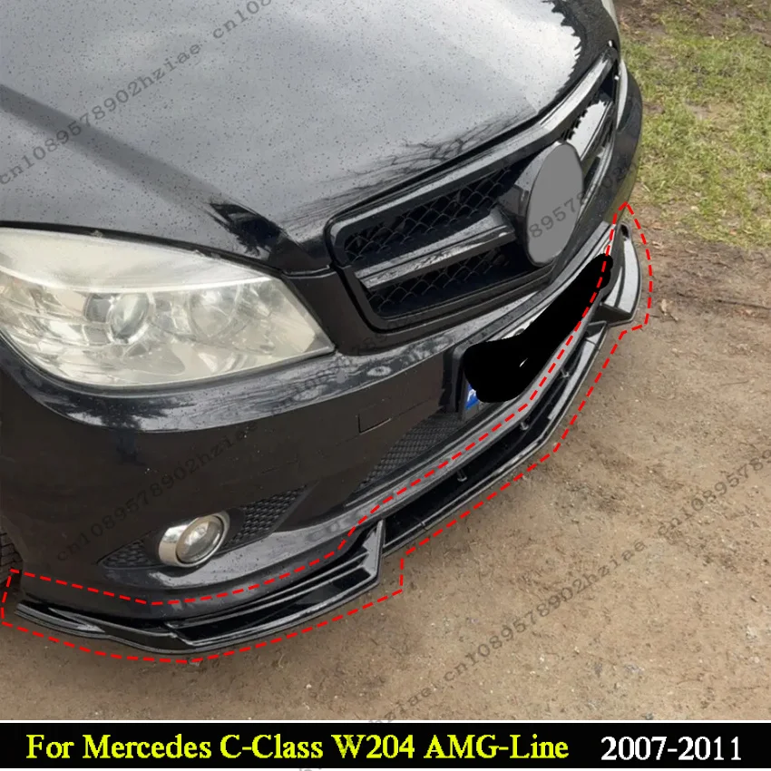 Front Bumper Lip Splitter Diffuser Lip Body Kit For Mercedes C-Class W204 AMG-Line C200 C250 C300 2007-2011 Spoiler Accessories