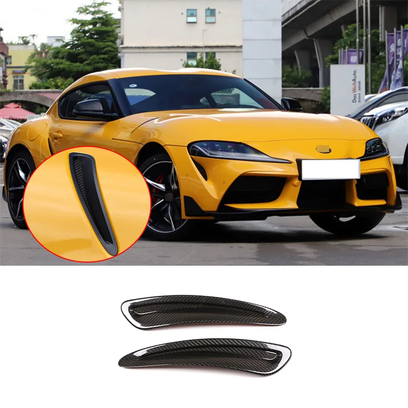 For Toyota GR Supra MK5 A90 2019-2022 Real Carbon Fiber Car Hood Vent Decoration Sticker Accessories Car Modification