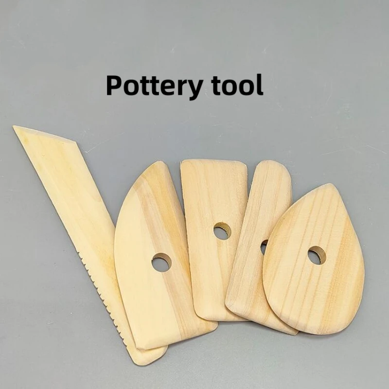 Wooden Scraping Board 5-piece Set of Pottery Tools Children's DIY Self-made Pottery Cup Pull Billet Stone Plastic Utility Tools