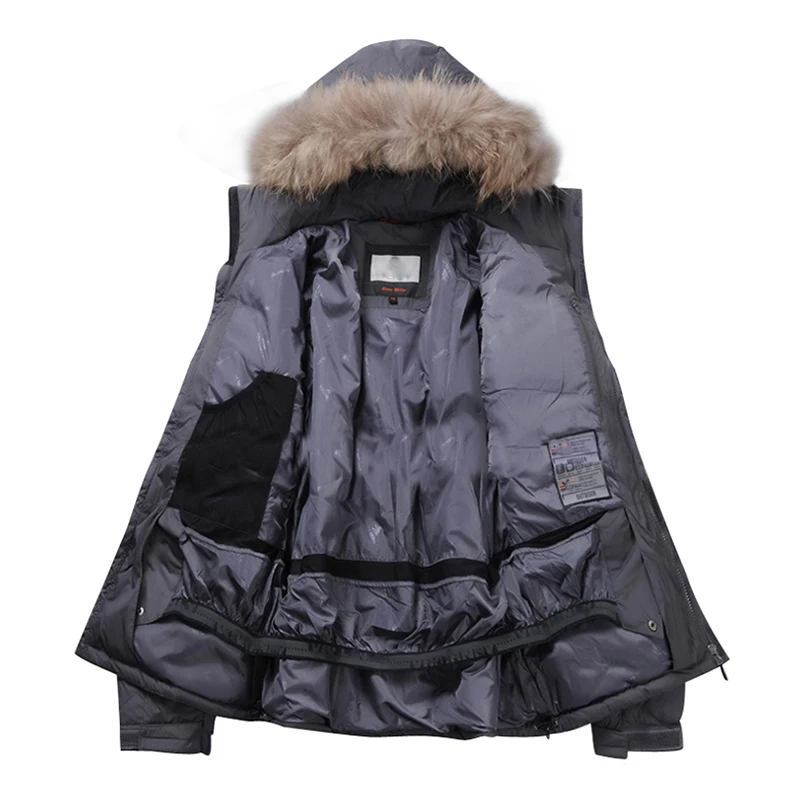 New Arrival Men Down Jacket Winter Warm Down Coats White Duck Down Real Raccoon Fur Fashion Winter Men Coats Outwear Male Parka