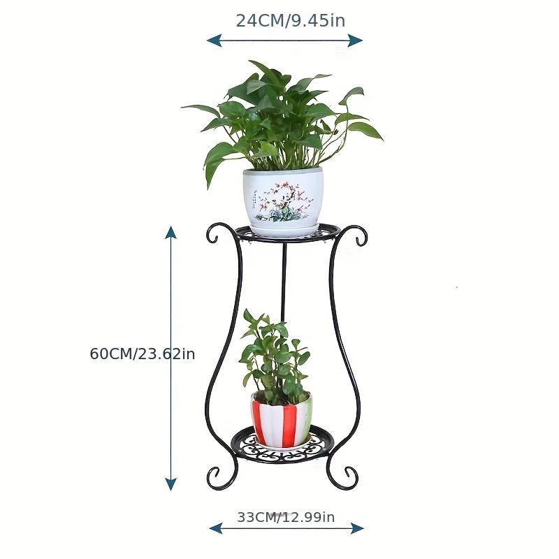 1pc Rack Indoor And Outdoor Simple European Double-layer Flower Rack Flower Pot Living Room Multi-layer Floor-to-ceiling Rack