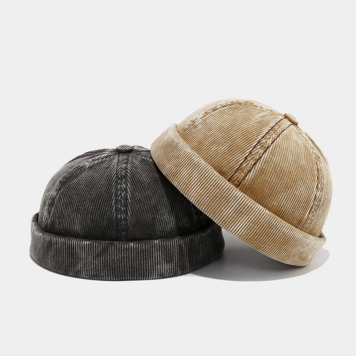 

Retro Bucket Hat Neutral Autumn and Winter Corduroy Landlord Caps Skullies Beanie Unisex Vintage Melon Cap