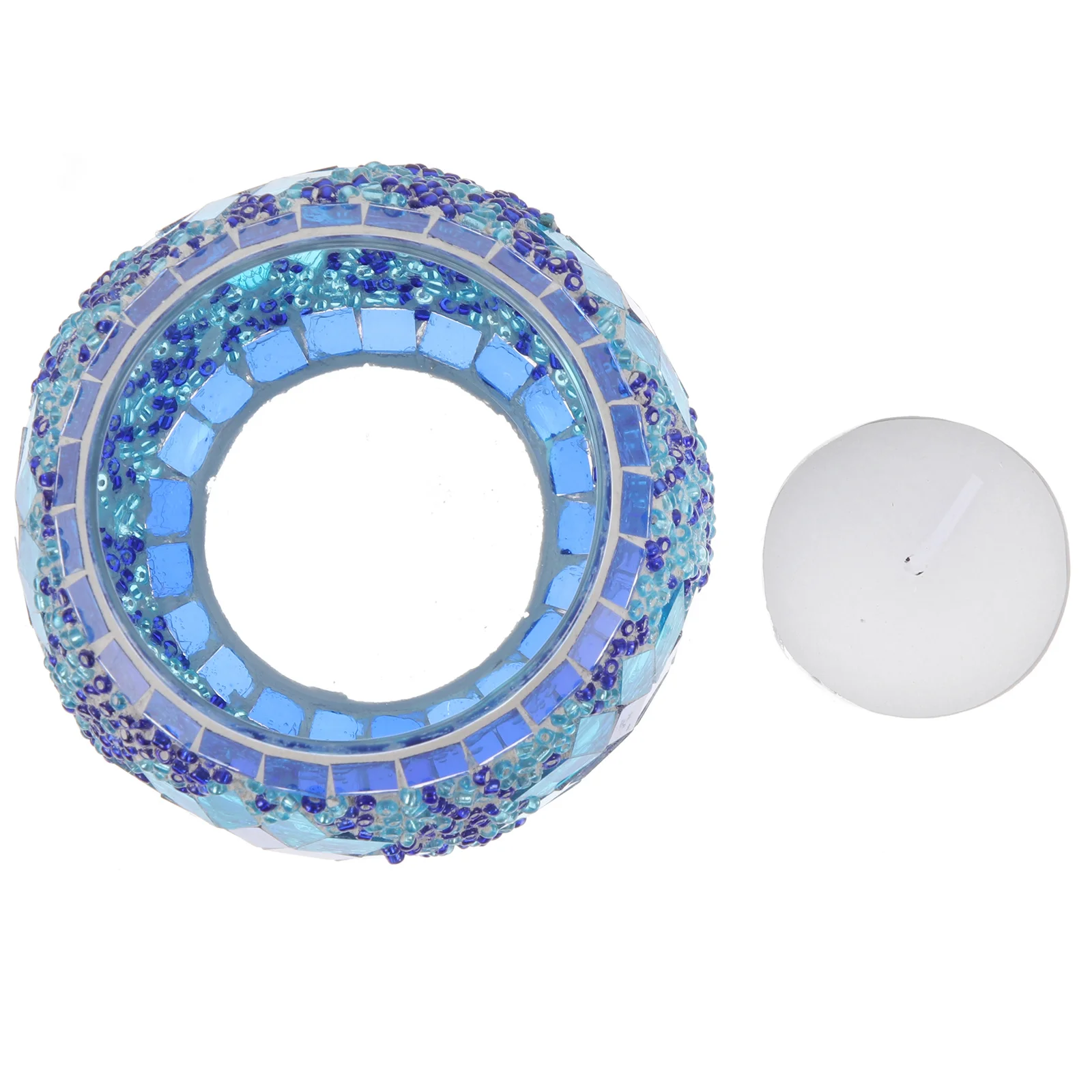 1개 원형 유리컵 수제 아티산 캔들홀더 클래식 디자인 컬러풀한 조각 장식 테이블탑 홈 호텔 몰용