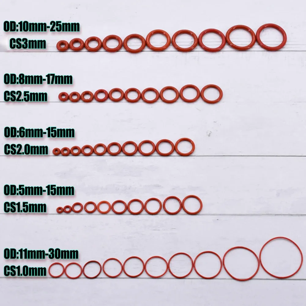 Silicon O Ring CS1/1.5/2/2.5/3mm High Temperature Coffee Machine Gaskets Red Black White Silicone VMQ NBR Rubble Sealing Washers