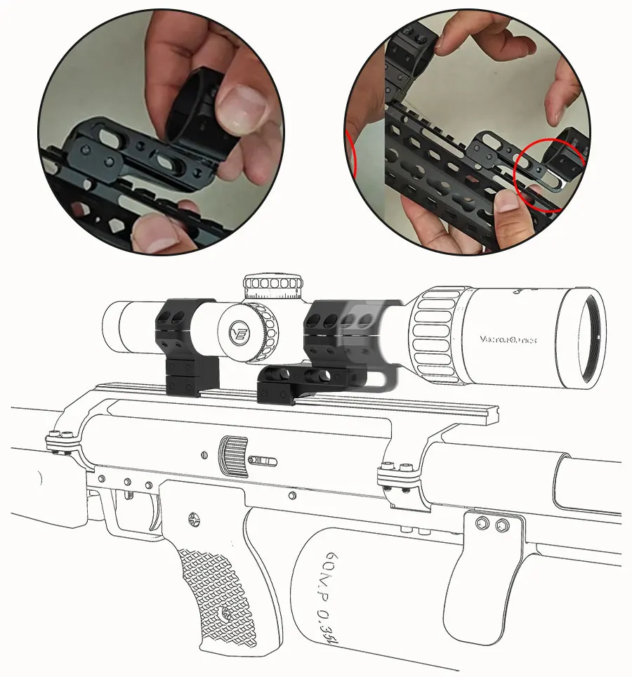 X-Accu 30 mm Picatinny Weaver Scope Ringhalterung für Jagd Zielfernrohr Airsoft Taktisches Zubehör – Detail 4